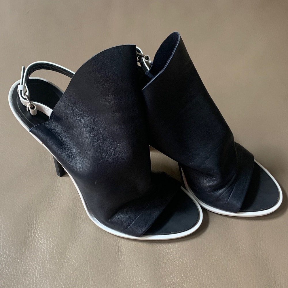 Balenciaga  Navy and White Slingback Heels